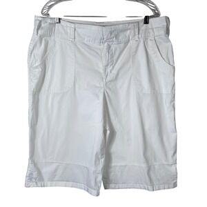 Style & Co Womens White Bermuda Shorts Stretch Cotton Twill Size 16 Knee Length